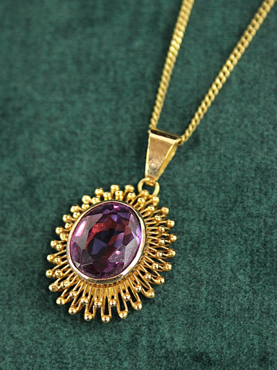 18k gouden ketting met 14k gouden amethisthanger