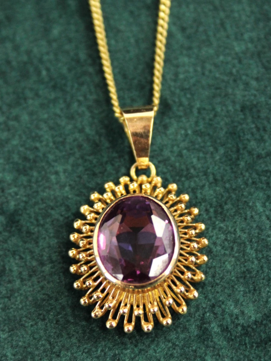 18k gouden ketting met 14k gouden amethisthanger