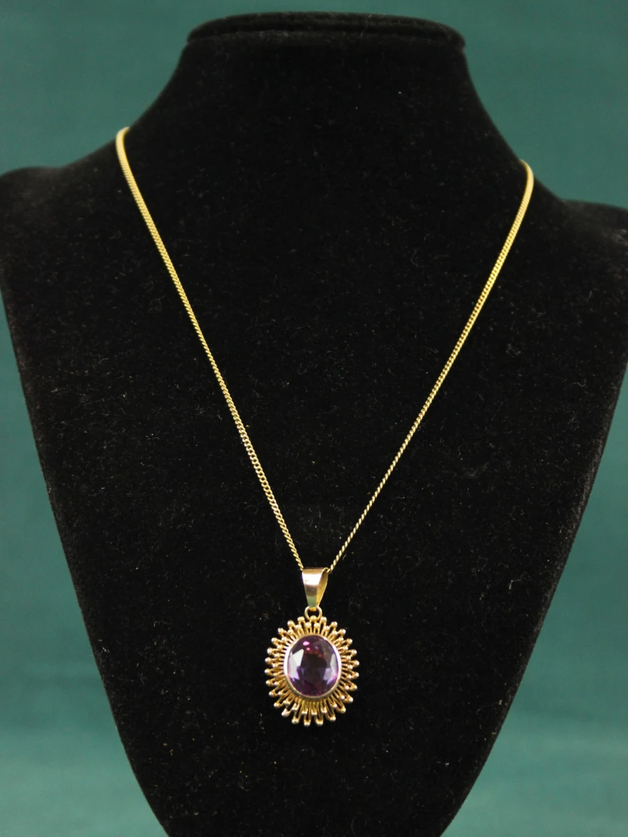 18k gouden ketting met 14k gouden amethisthanger