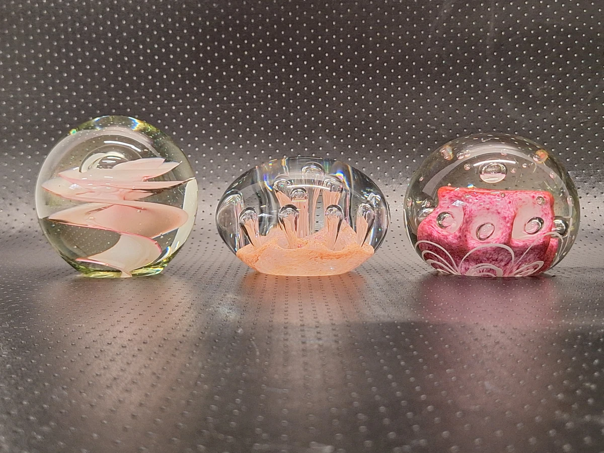 Set van 3 vintage handgeblazen glazen Presse-Papiers - Murano Stijl - foto 2