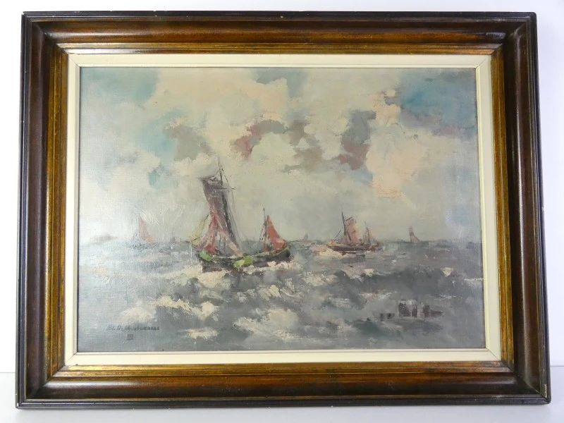 Olieverf schilderij – Edmond De Meulenaere – maritiem tafereel
