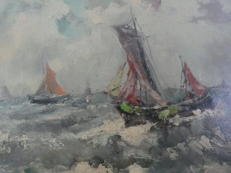 Olieverf schilderij – Edmond De Meulenaere – maritiem tafereel