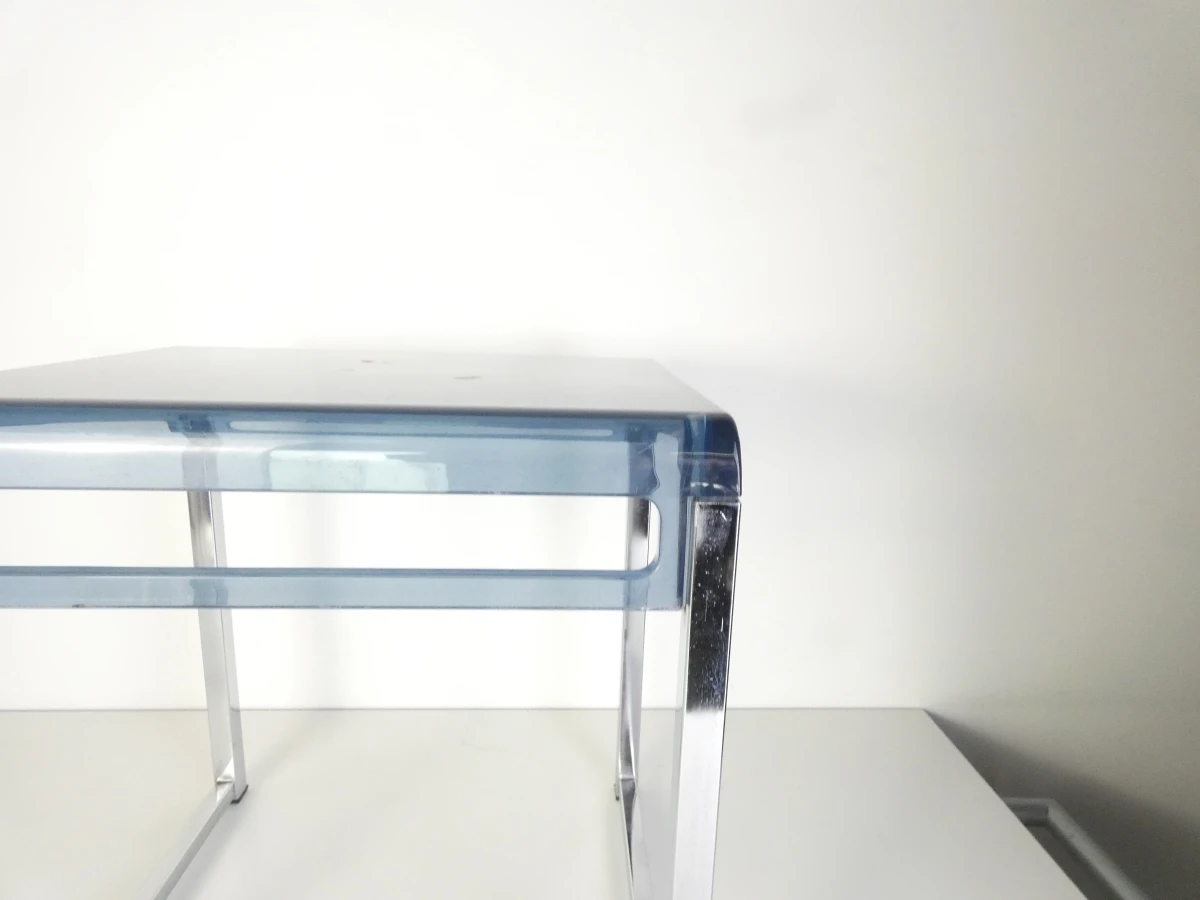 Transparant bijzettafeltje met metalen frame