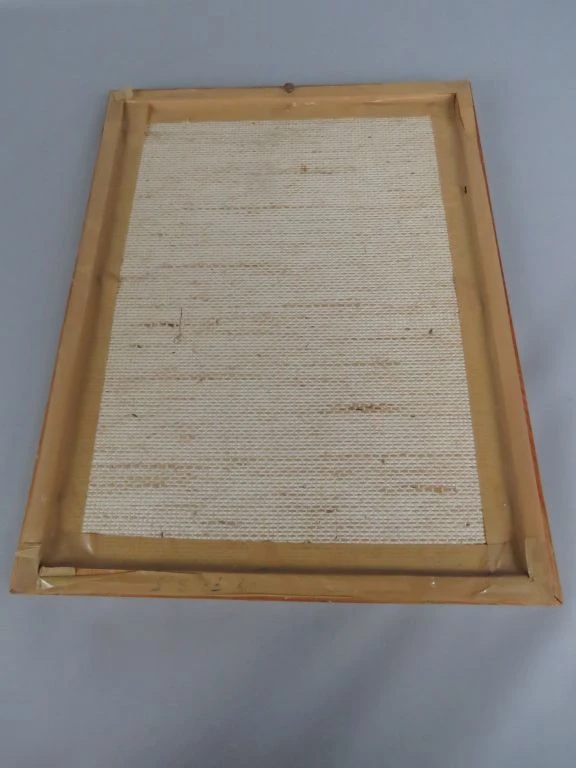 Gesigneerde litho van een historisch gebouw in houten lijst