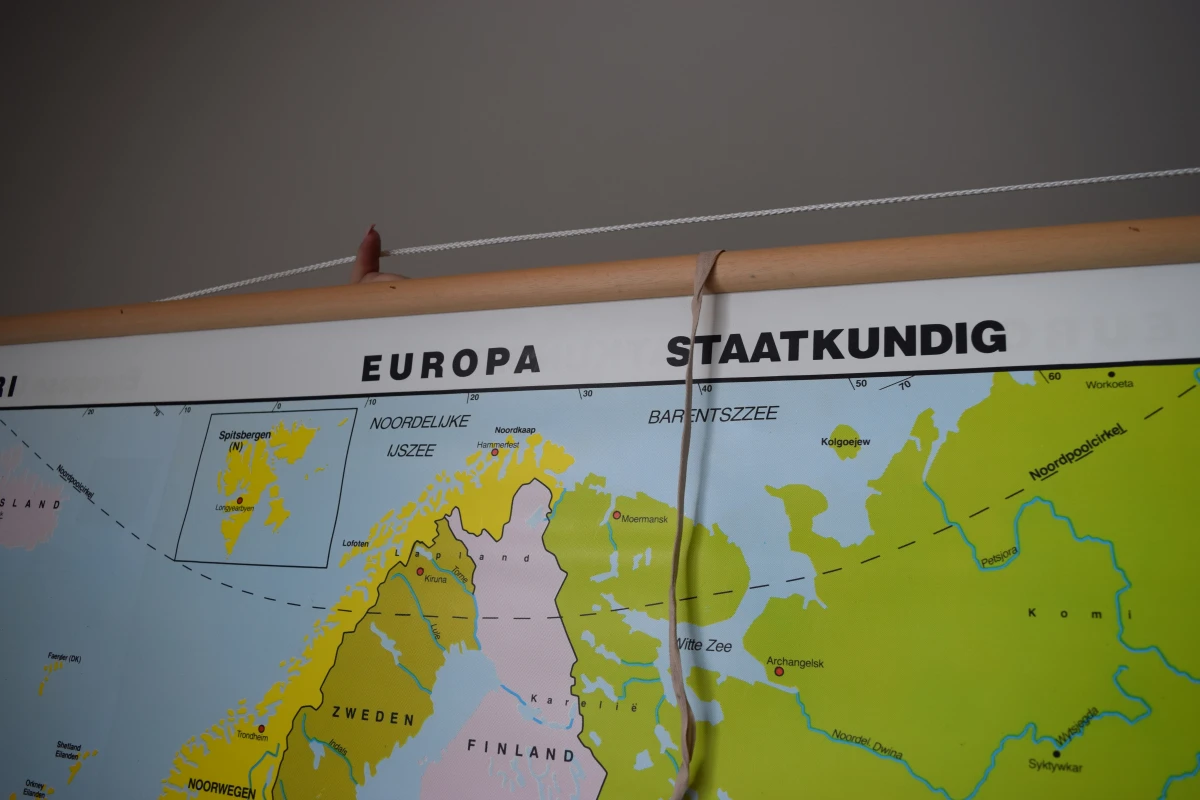 Vintage Schoolkaart Europa Staatkundig, 1992
