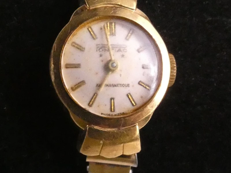 Vintage Pontiac Horloge (Swiss Made, 18K goud)