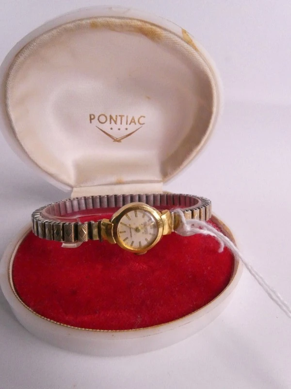 Vintage Pontiac Horloge (Swiss Made, 18K goud)