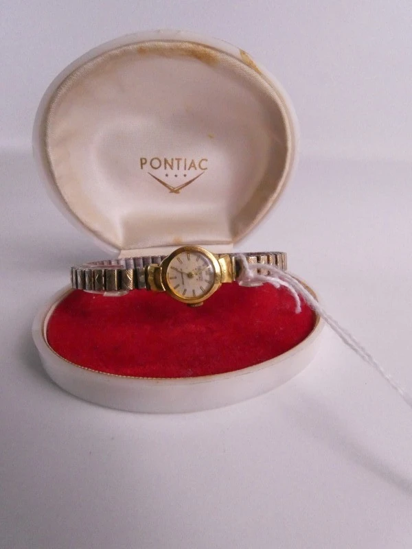 Vintage Pontiac Horloge (Swiss Made, 18K goud)