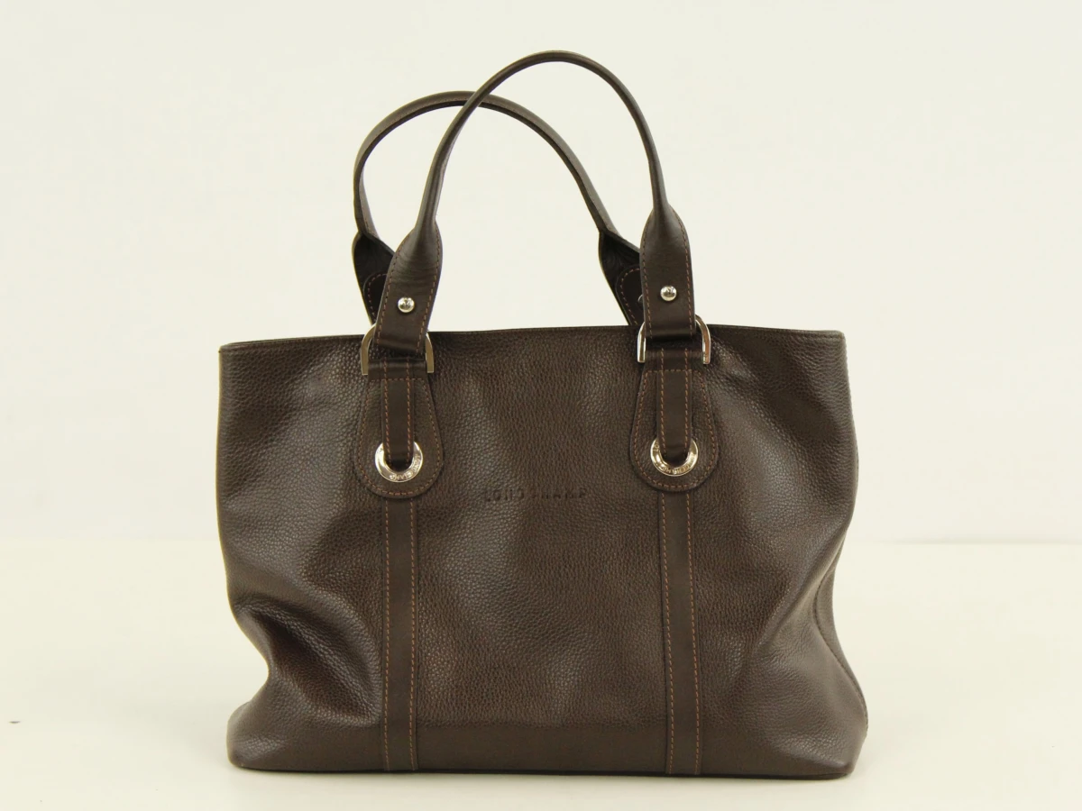 Longchamp - klassieke handtas donkerbruin leder - made in France