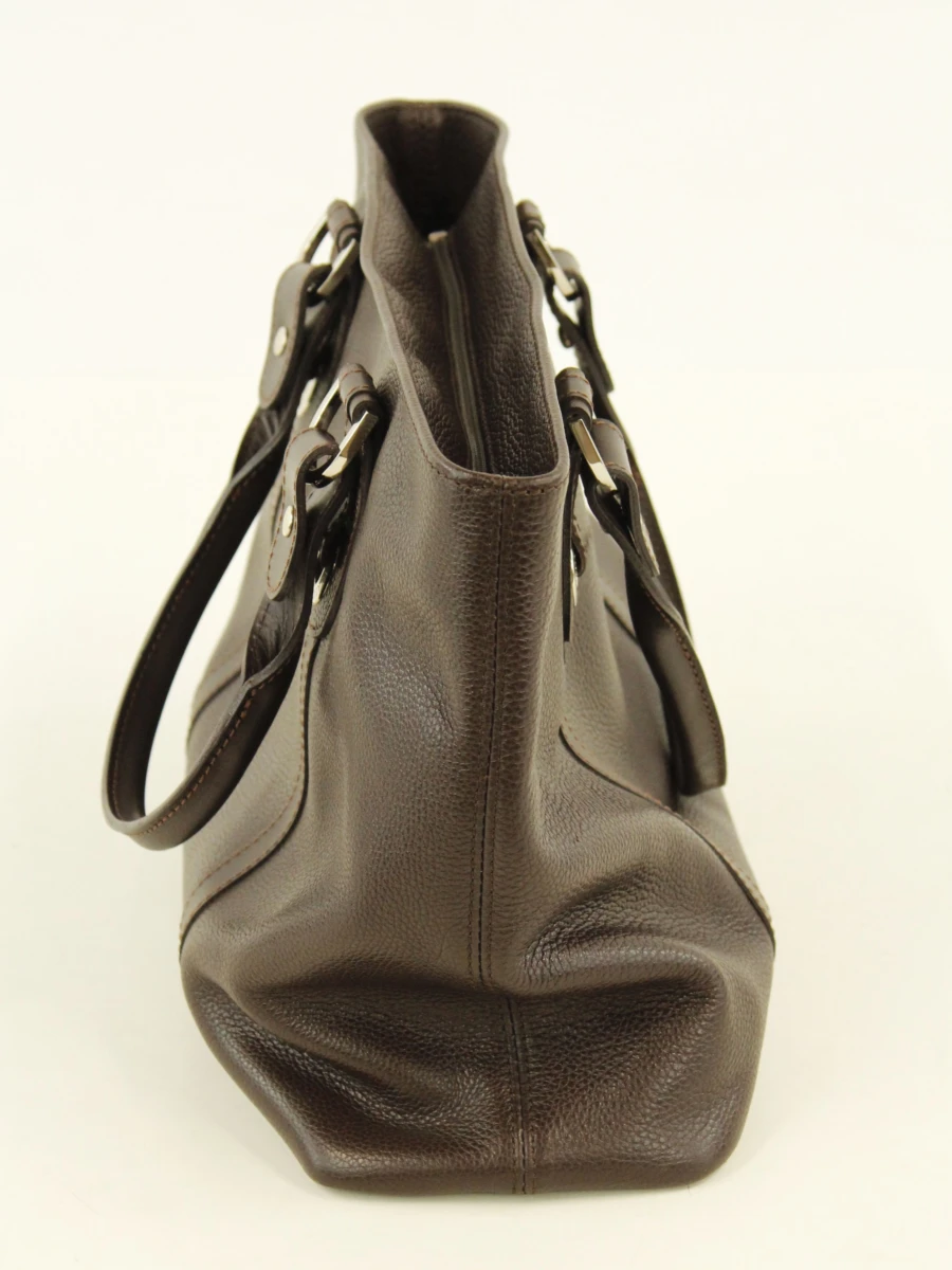 Longchamp - klassieke handtas donkerbruin leder - made in France