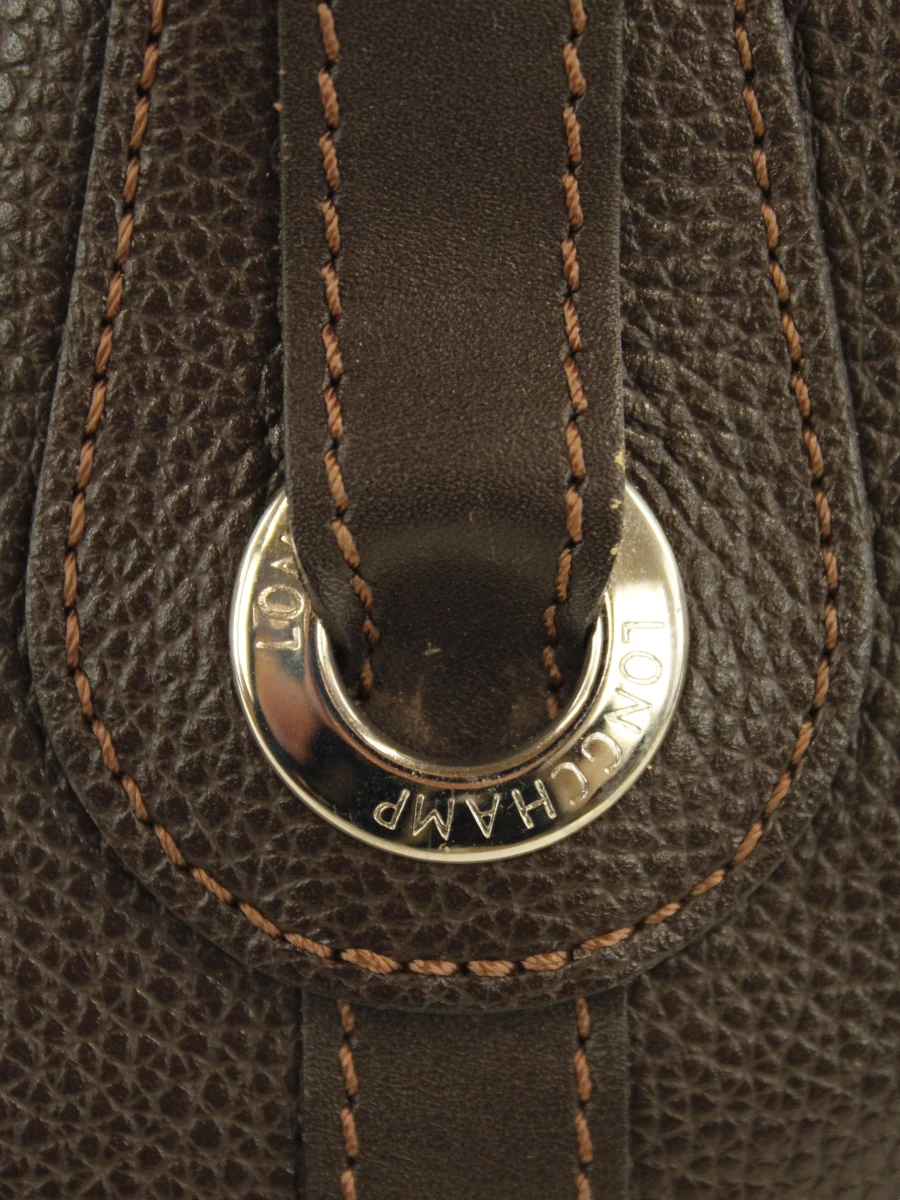 Longchamp - klassieke handtas donkerbruin leder - made in France