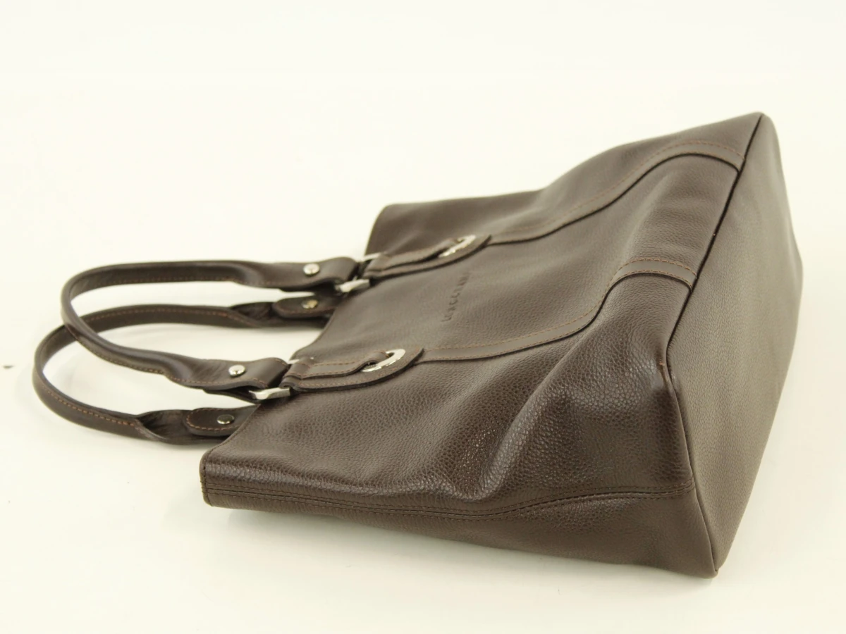 Longchamp - klassieke handtas donkerbruin leder - made in France
