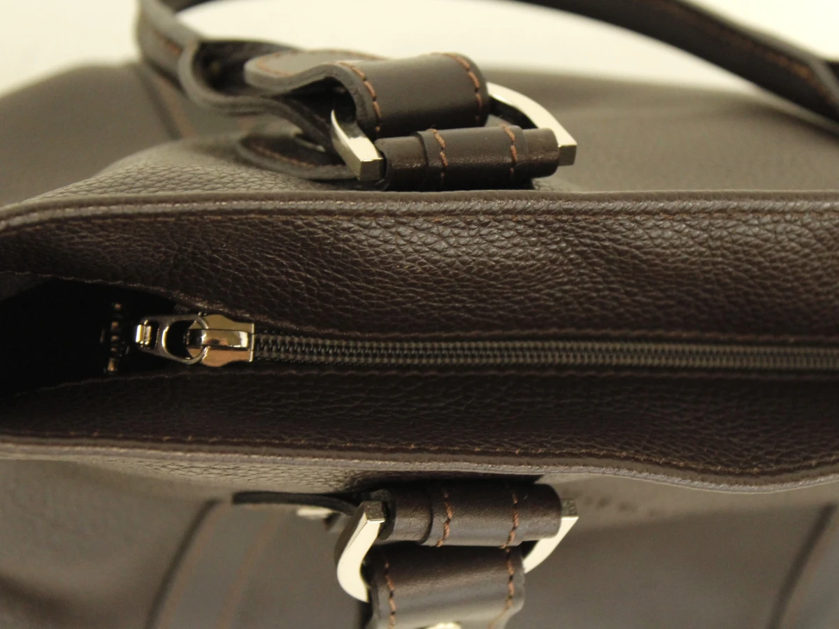 Longchamp - klassieke handtas donkerbruin leder - made in France