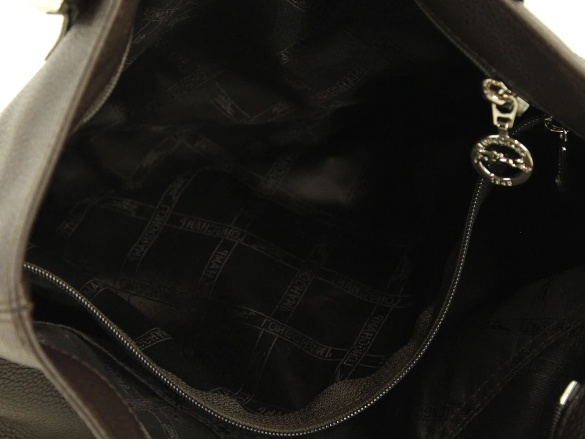 Longchamp - klassieke handtas donkerbruin leder - made in France