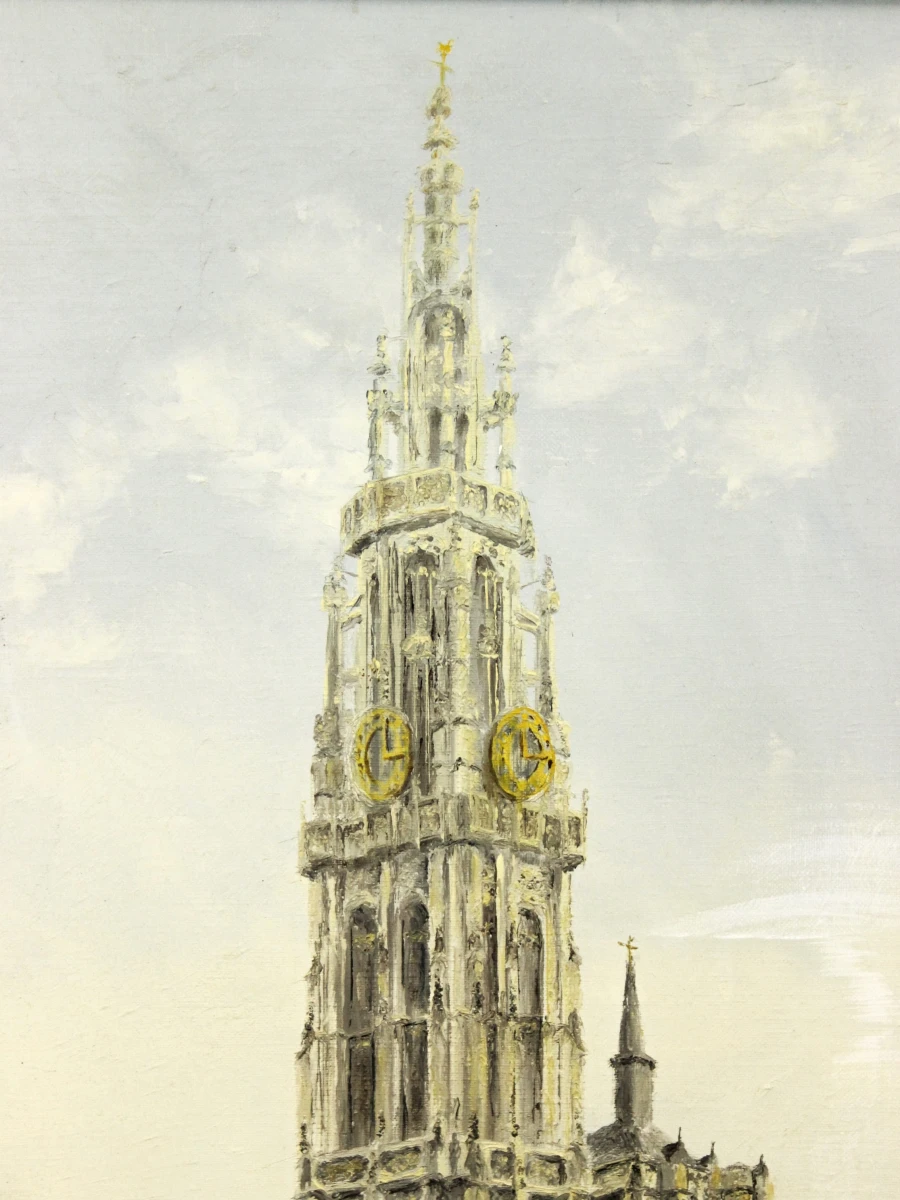 "Onze Lieve vrouwenkathedraal" Pasteuze techniek acryl op  canvas gesigneerd G. Franck