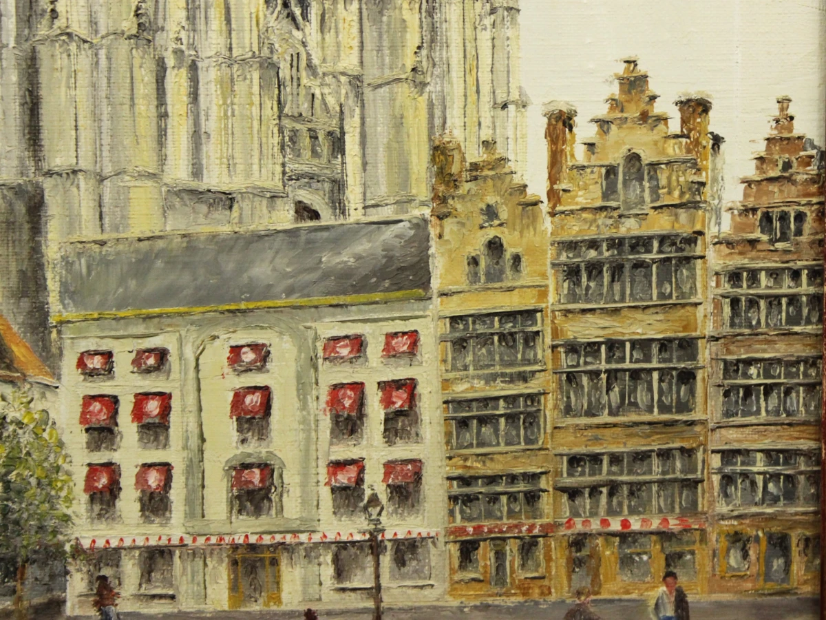 "Onze Lieve vrouwenkathedraal" Pasteuze techniek acryl op  canvas gesigneerd G. Franck