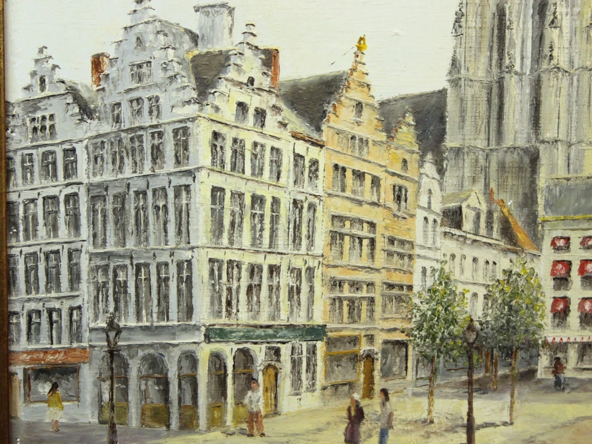 "Onze Lieve vrouwenkathedraal" Pasteuze techniek acryl op  canvas gesigneerd G. Franck