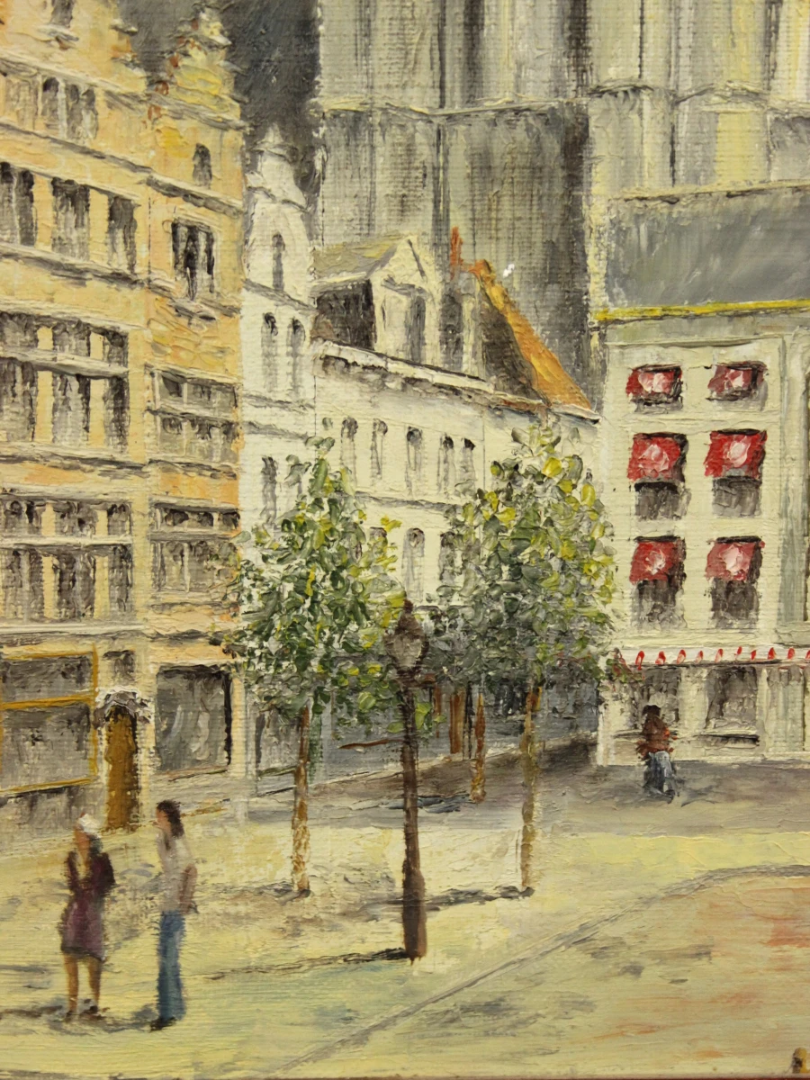"Onze Lieve vrouwenkathedraal" Pasteuze techniek acryl op  canvas gesigneerd G. Franck