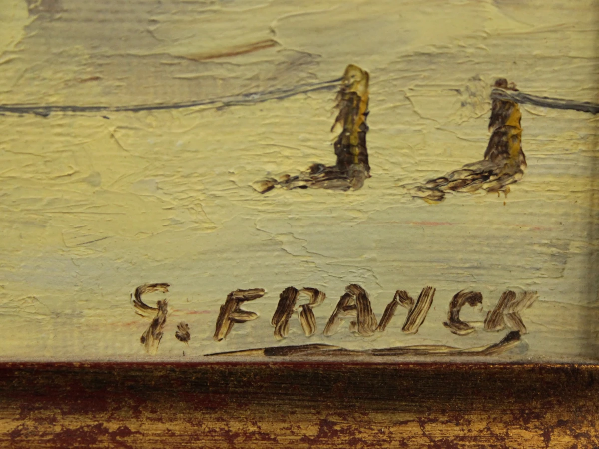 "Onze Lieve vrouwenkathedraal" Pasteuze techniek acryl op  canvas gesigneerd G. Franck