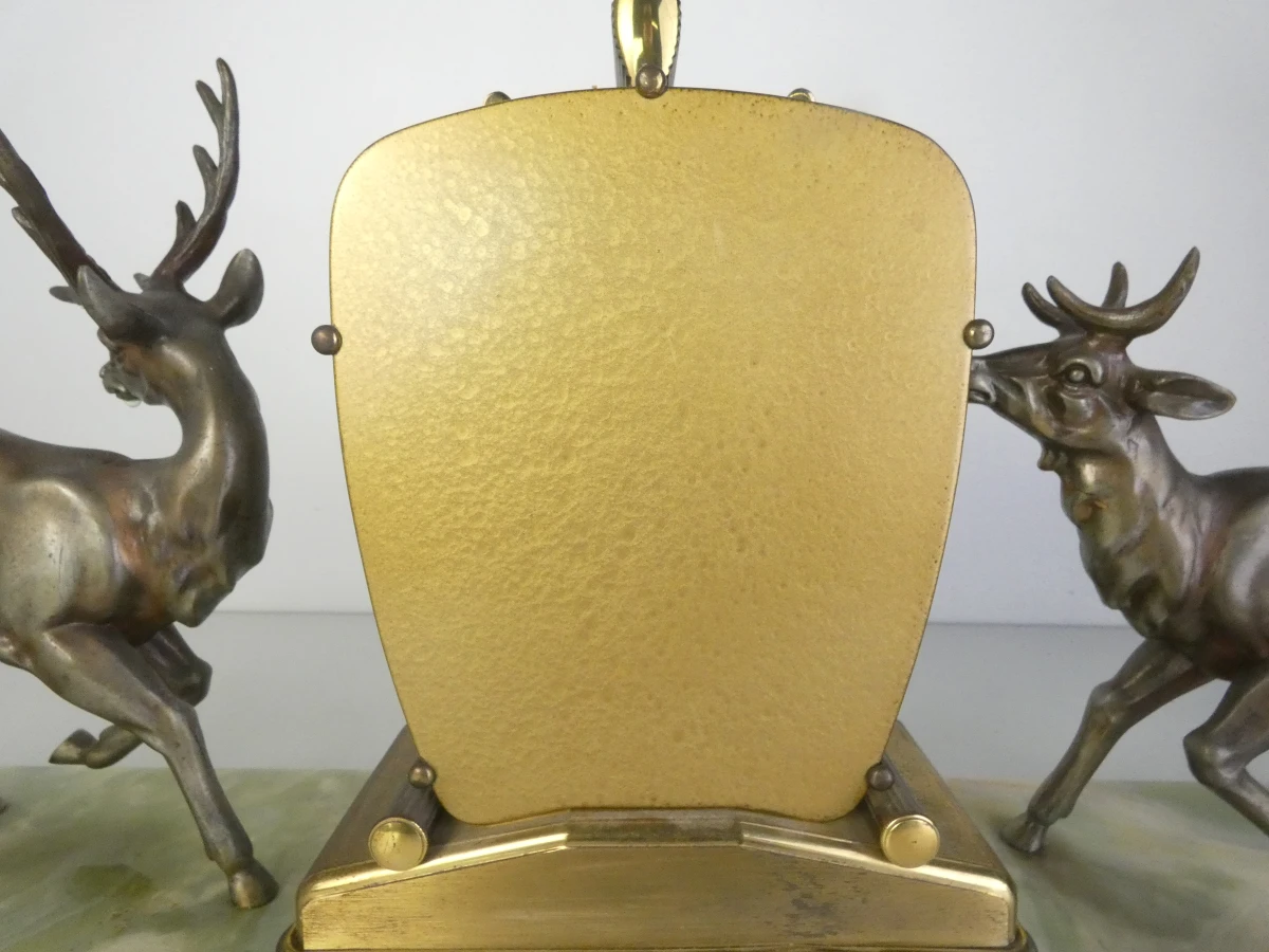 Vintage Art Deco tafelklok met herten