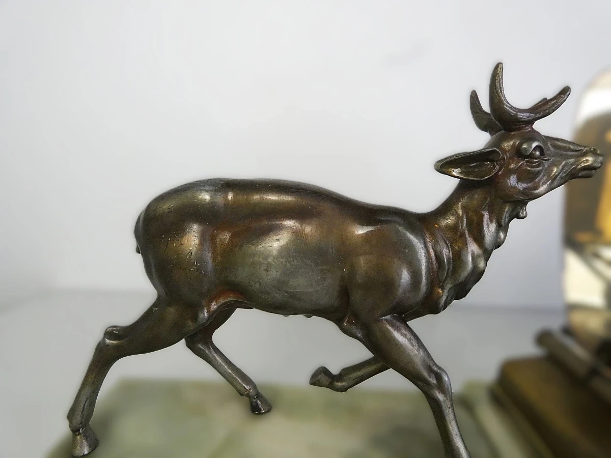 Vintage Art Deco tafelklok met herten