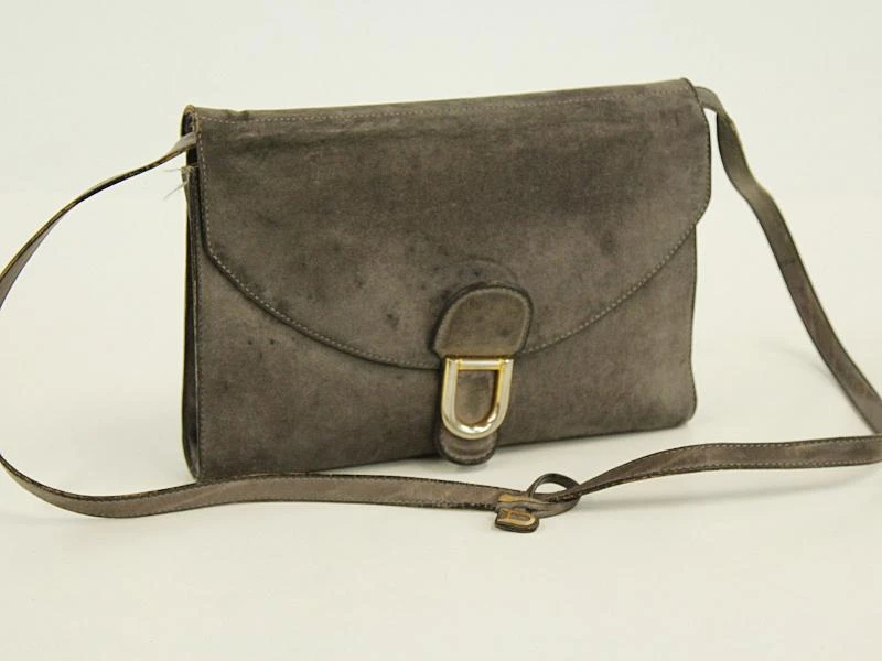 Delvaux - vintage Gué schoudertas uit grijze suède -1980