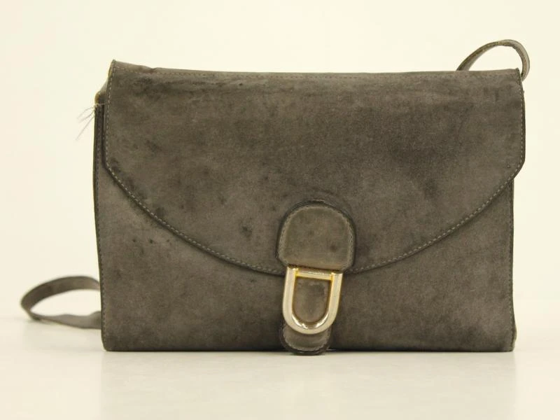 Delvaux - vintage Gué schoudertas uit grijze suède -1980