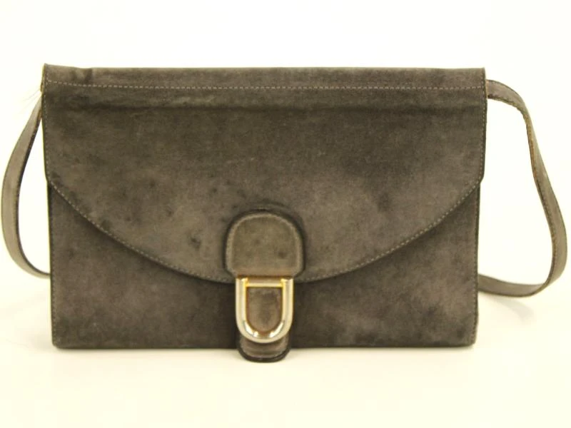 Delvaux - vintage Gué schoudertas uit grijze suède -1980