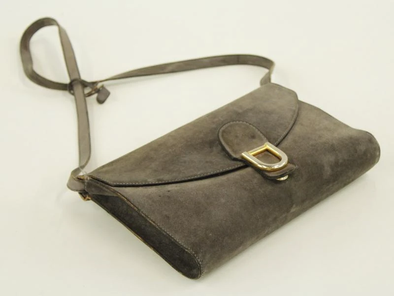 Delvaux - vintage Gué schoudertas uit grijze suède -1980