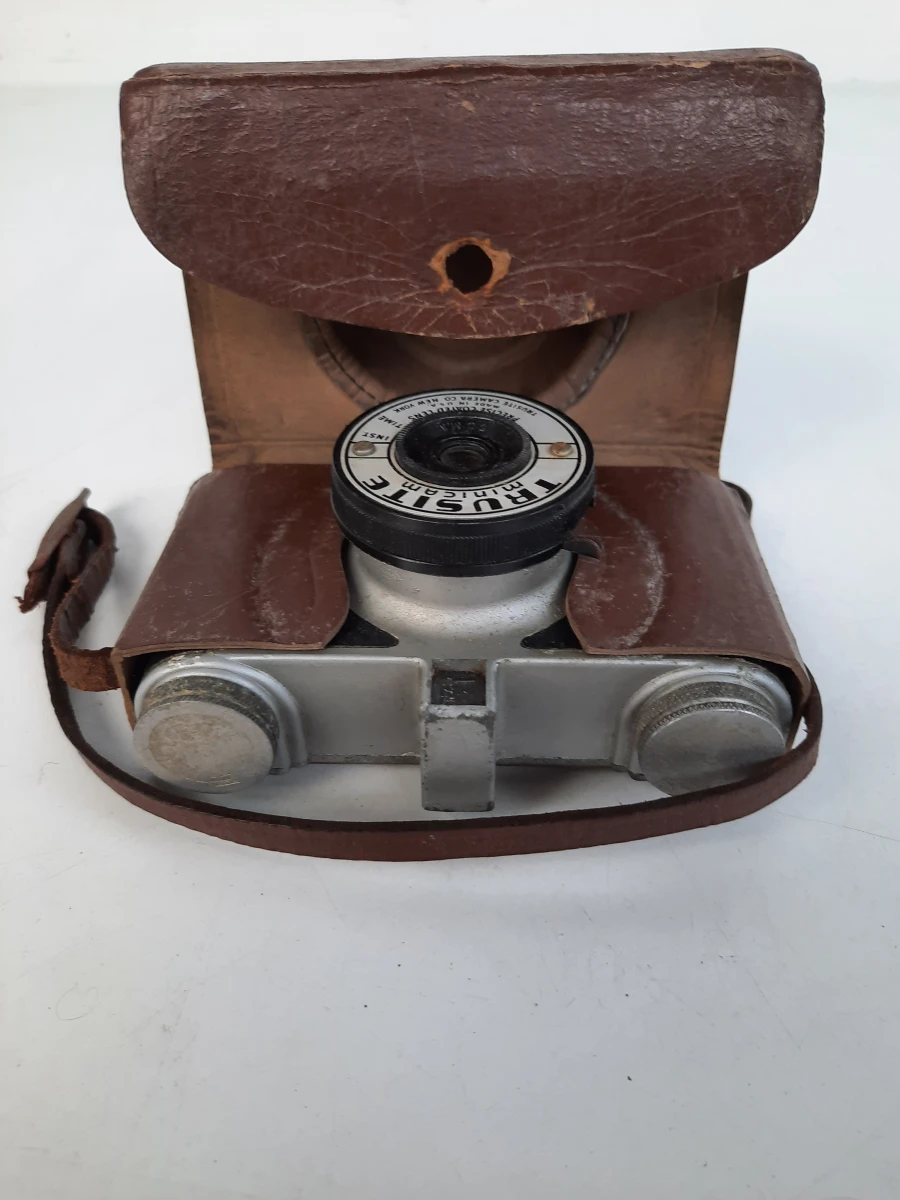 📸 Vintage Trusite Minicam Camera (Jaren '40) met Lederen Paraatstas - foto 4