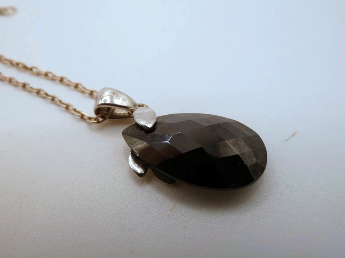 Zilveren ketting met facetgeslepen hanger - foto 4