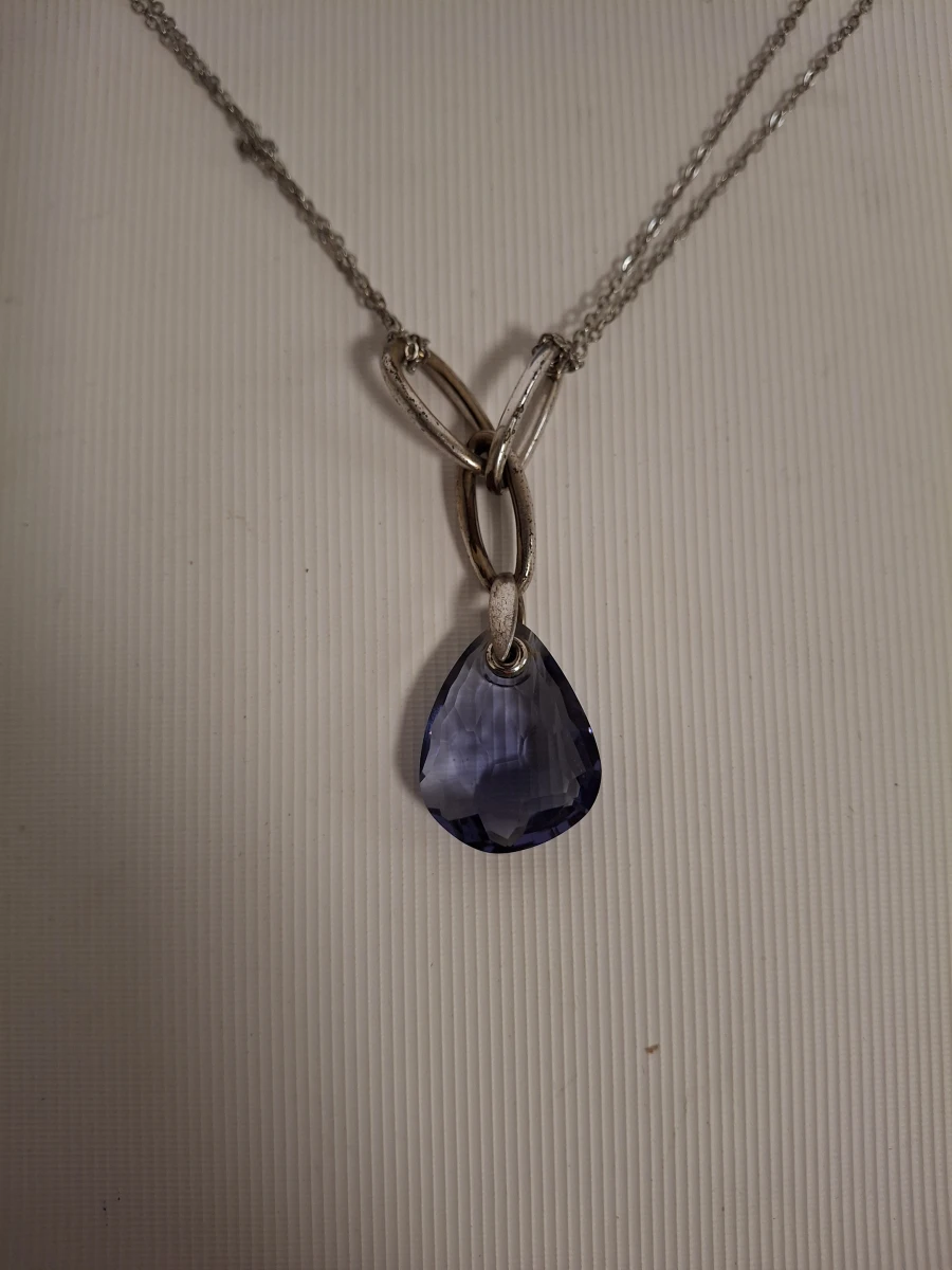 Swarovski ketting met blauwe steen en certificaat