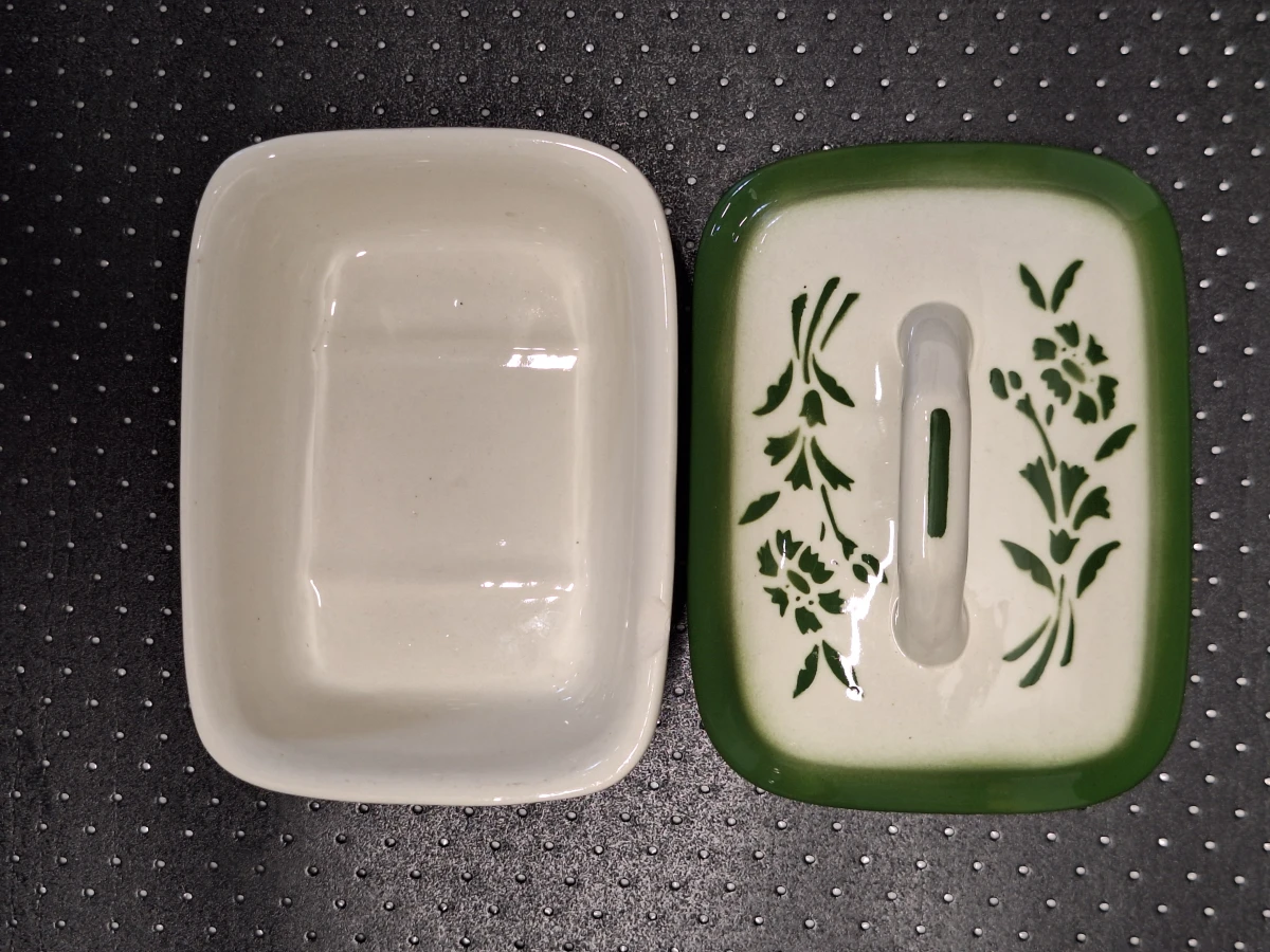 Vierdelige lampetset met groen bloemendecor - Boch Frères La Louvière