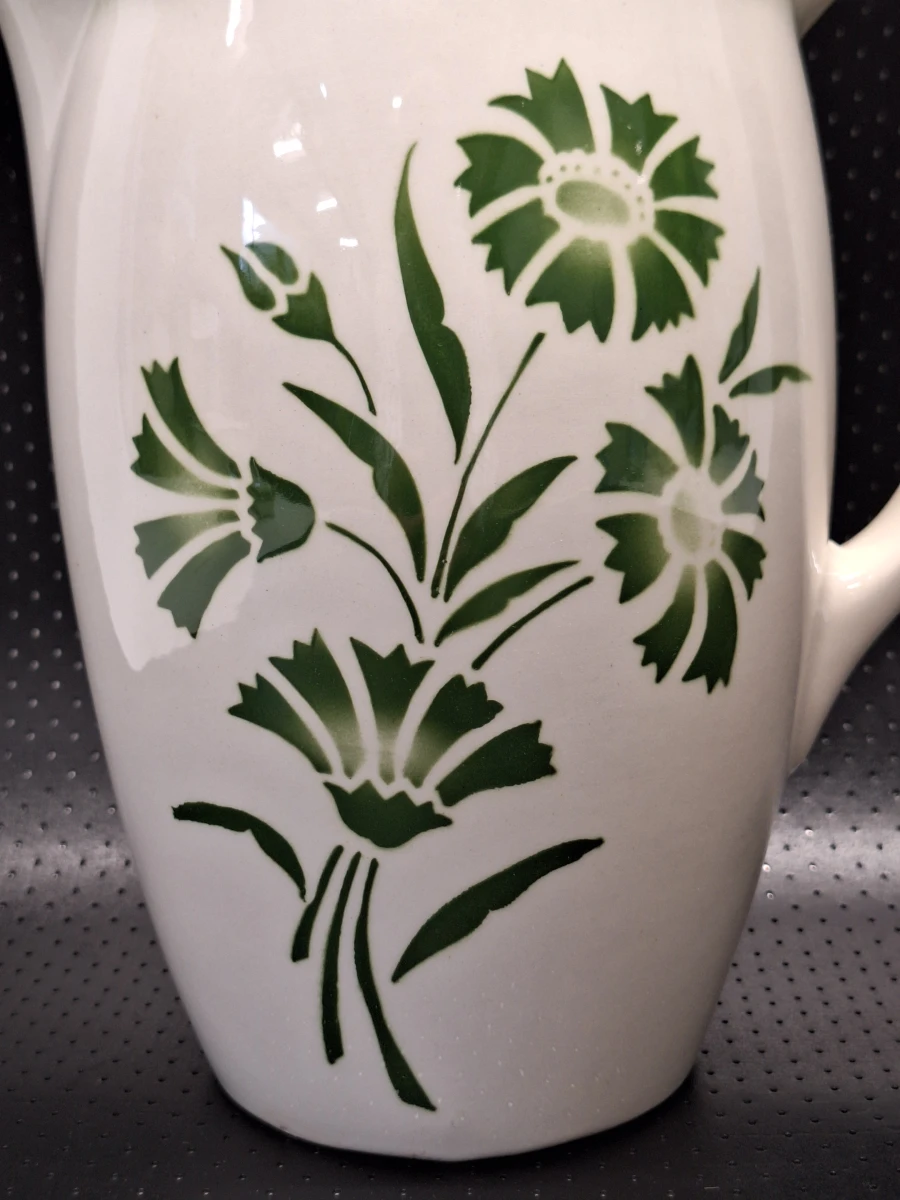 Vierdelige lampetset met groen bloemendecor - Boch Frères La Louvière