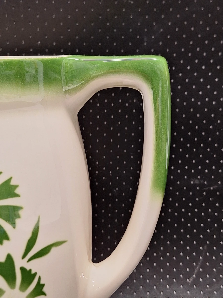Vierdelige lampetset met groen bloemendecor - Boch Frères La Louvière
