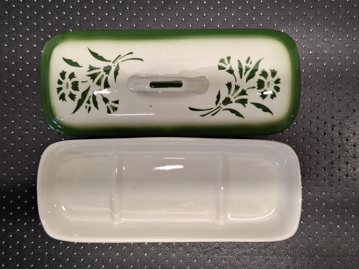 Vierdelige lampetset met groen bloemendecor - Boch Frères La Louvière