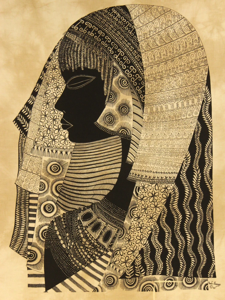 Twee XL batik prints Heidi Lange Jaren 80
