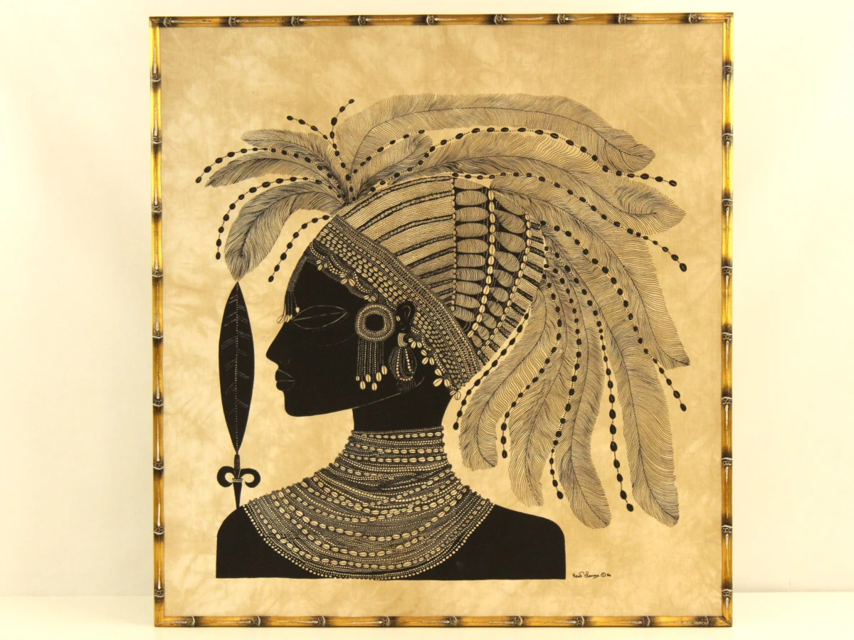 Twee XL batik prints Heidi Lange Jaren 80