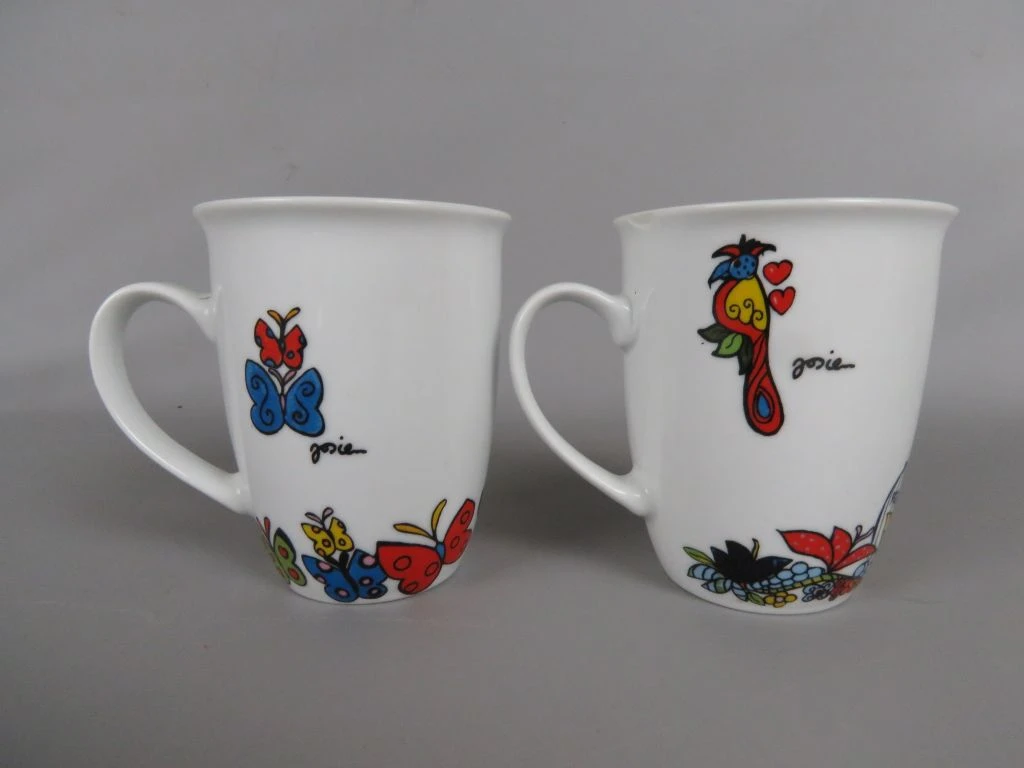 Set van 2 kleurrijke keramische mokken met vrouwenportretten