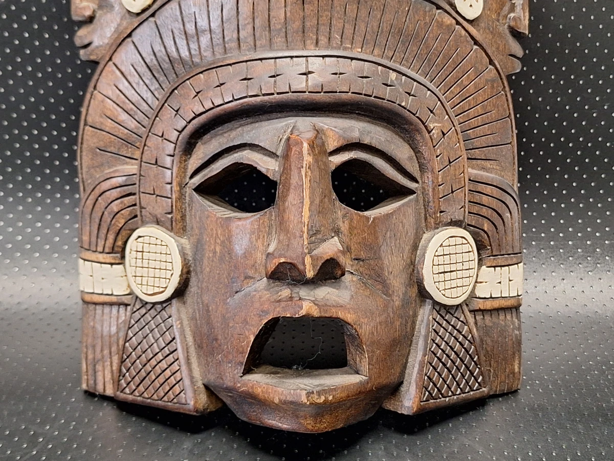Set van 3 handgesneden decoratieve maskers - Afrikaans en precolumbiaans geïnspireerd - foto 8