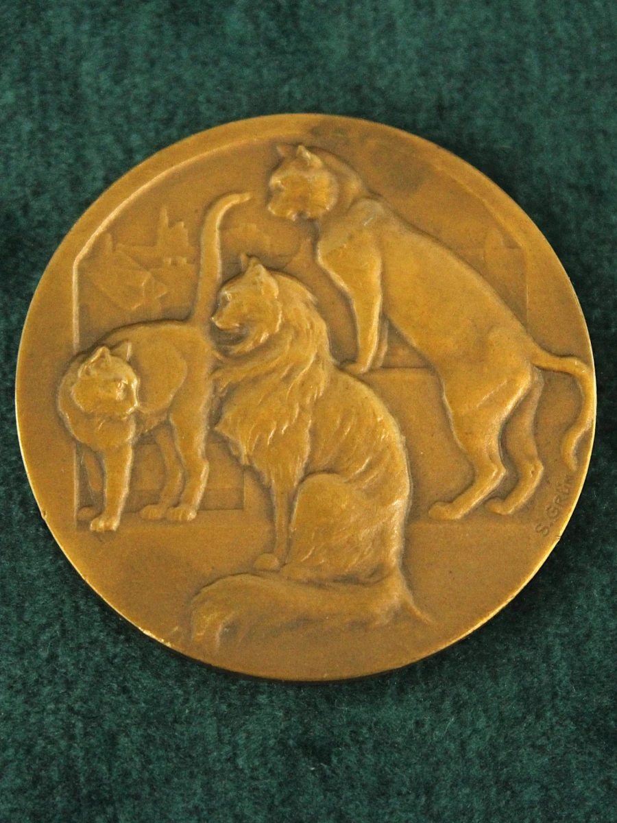4 art deco penningen kattenclubs