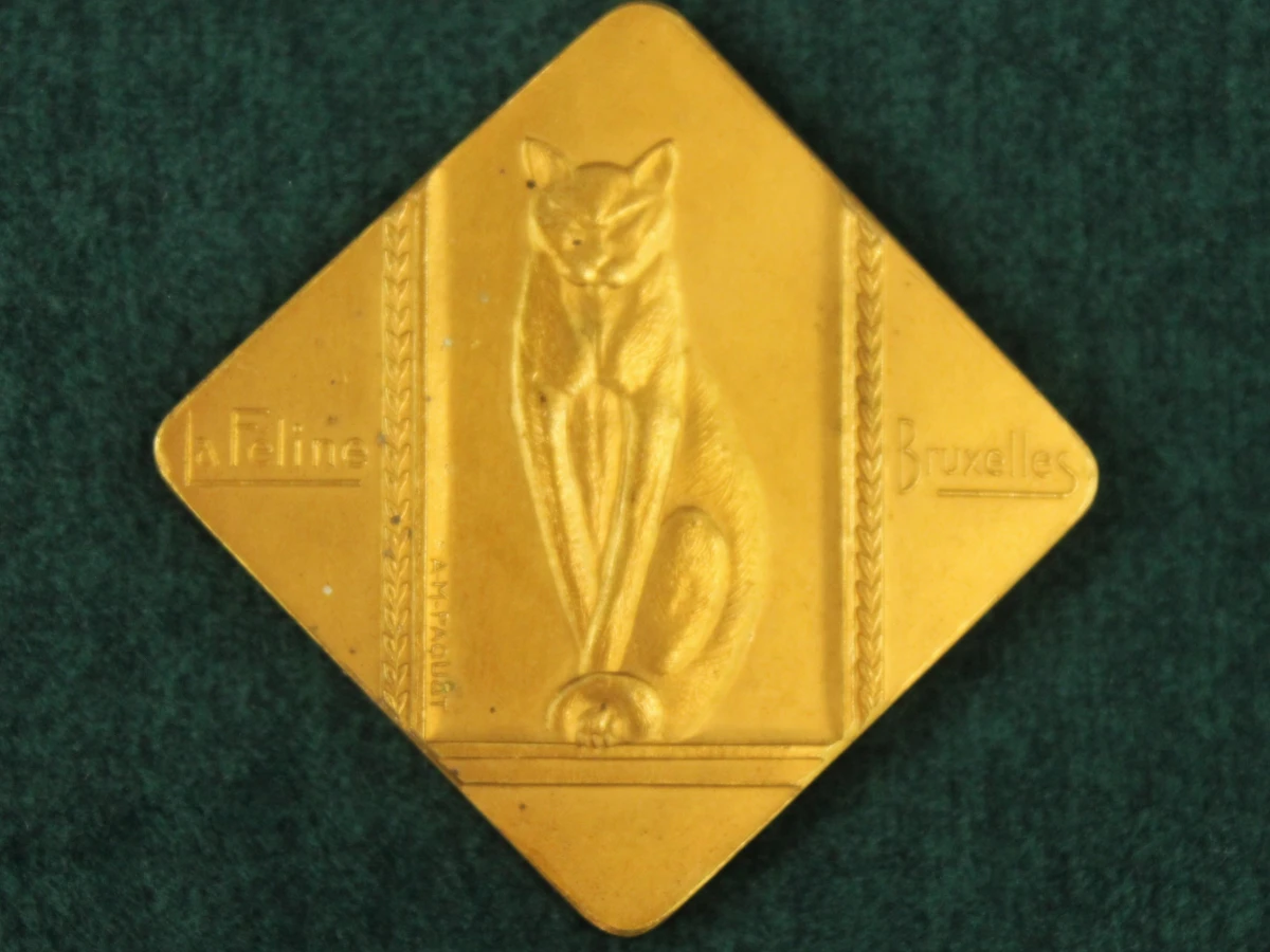 4 art deco penningen kattenclubs