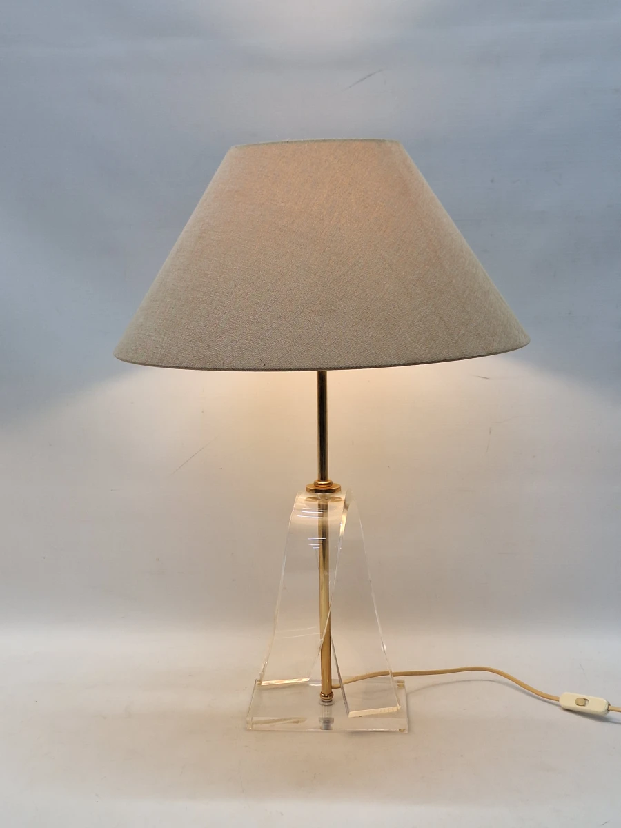 Elegante Franse Lucite & Messing tafellampen - Sculpturale Hollywood Regency Design - foto 3