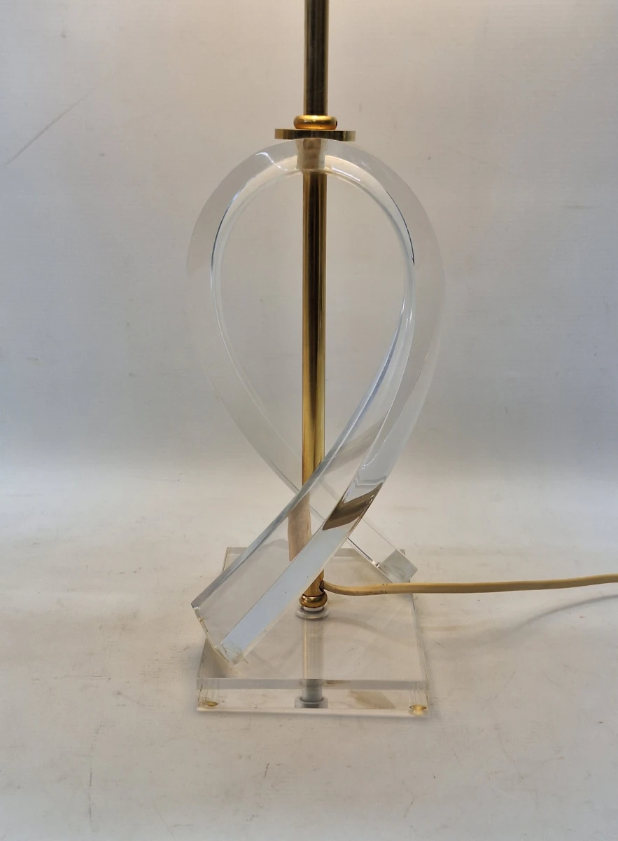 Elegante Franse Lucite & Messing tafellampen - Sculpturale Hollywood Regency Design - foto 8