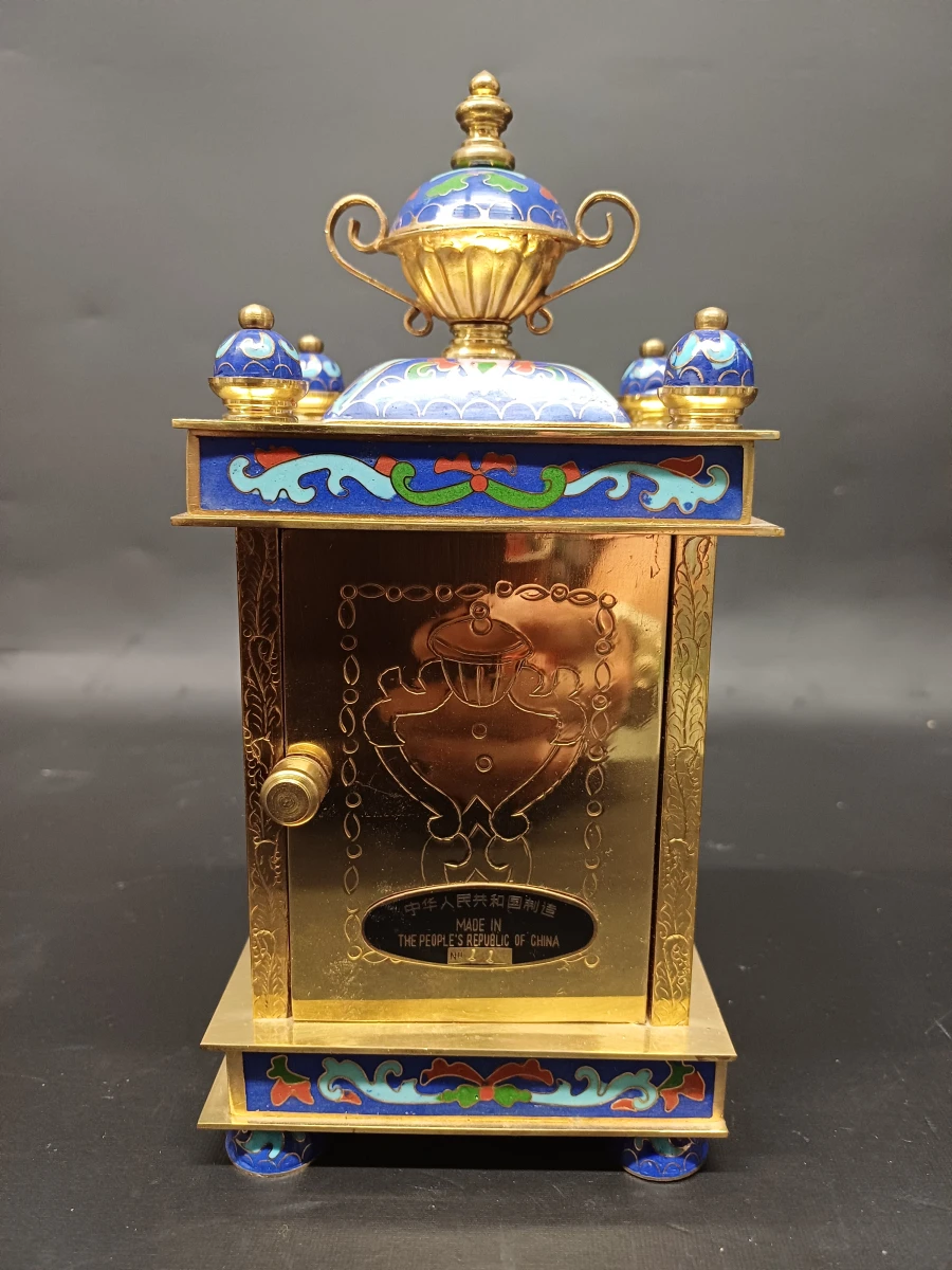 Decoratieve tafelklok in cloisonné-email