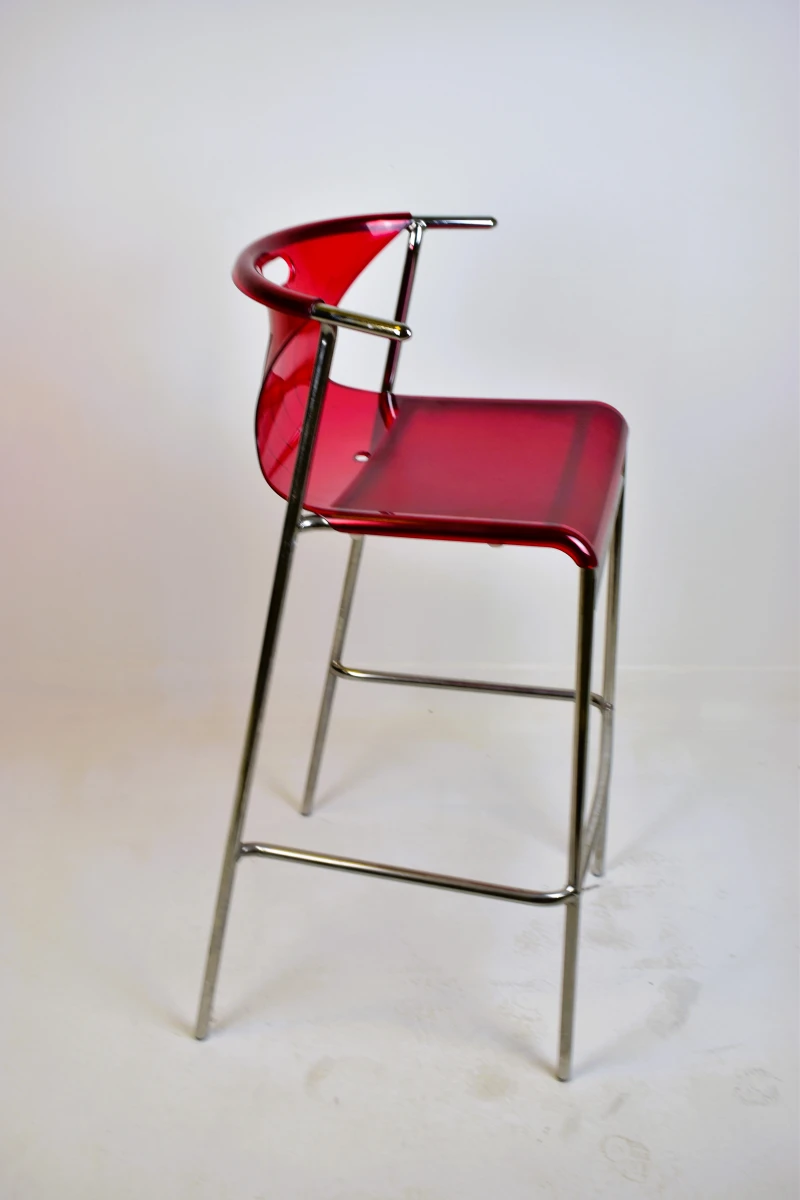 IKEA Elmer barkruk ca. 1999 rood transparant design Knut & Marianne Hagberg
