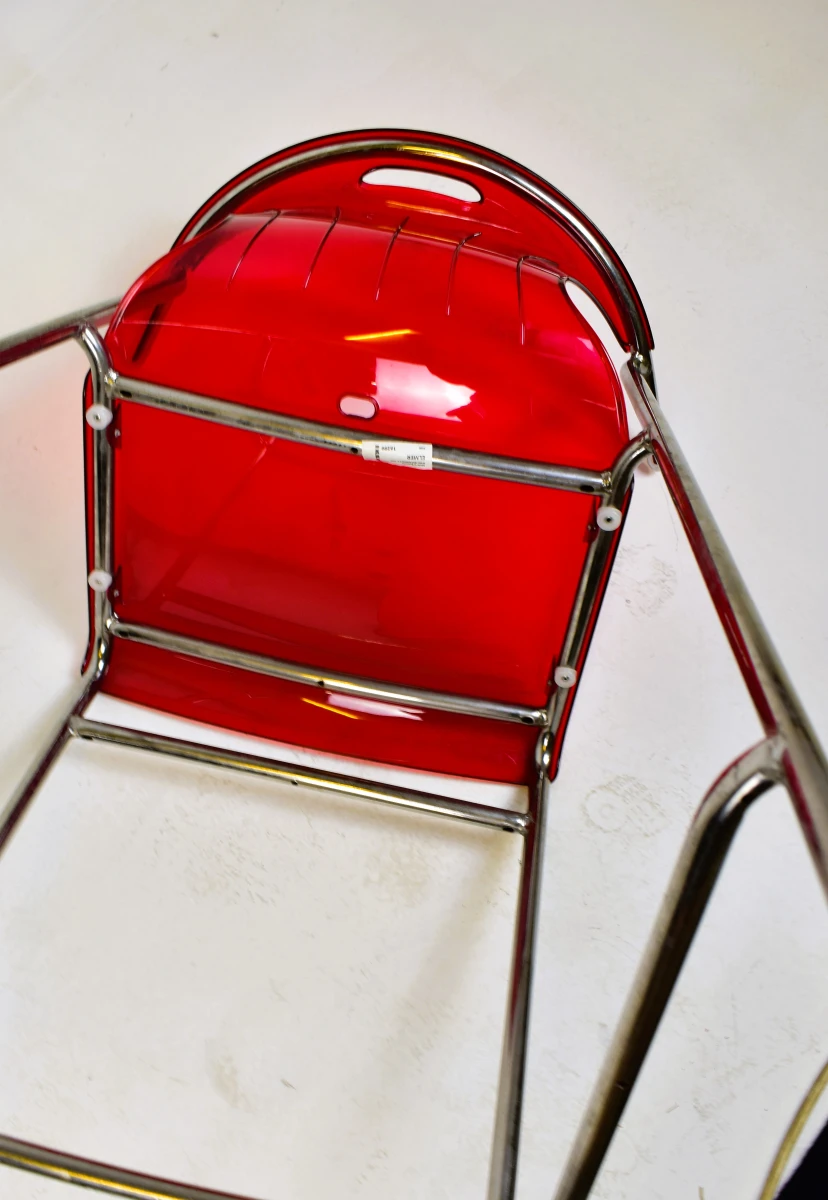 IKEA Elmer barkruk ca. 1999 rood transparant design Knut & Marianne Hagberg