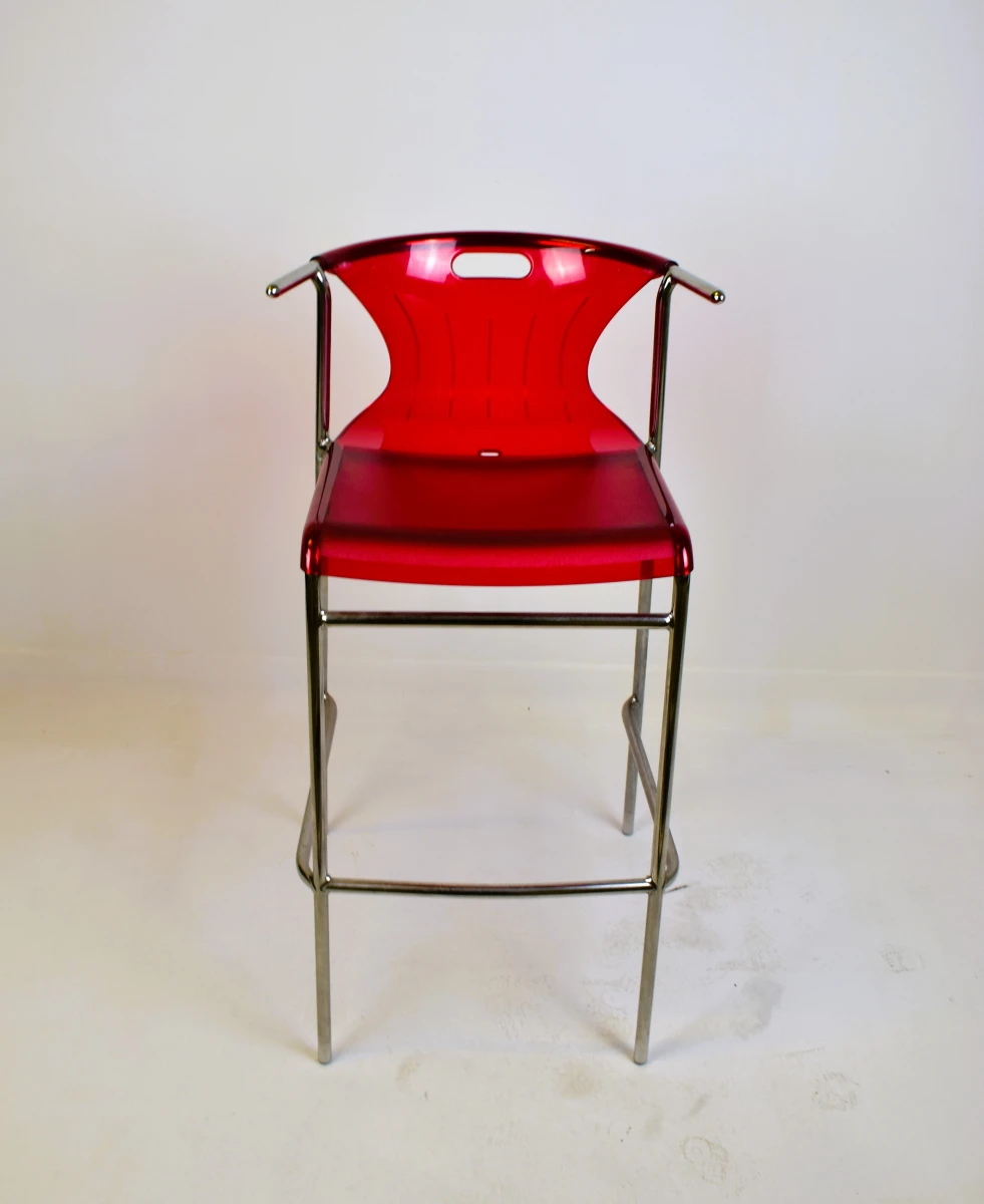 IKEA Elmer barkruk ca. 1999 rood transparant design Knut & Marianne Hagberg