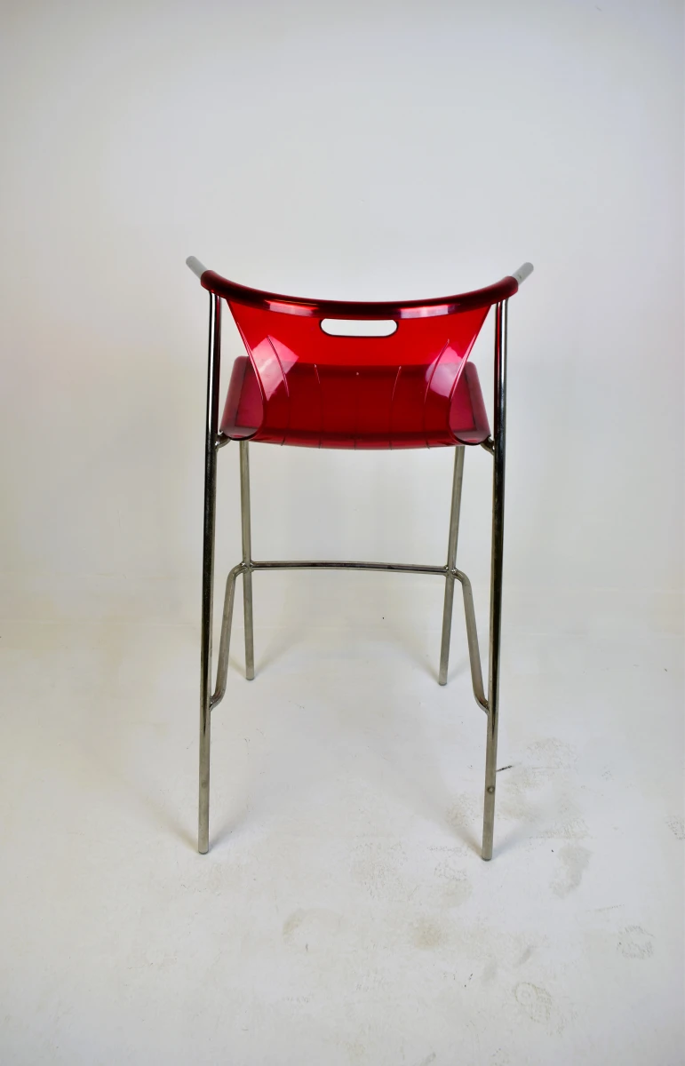 IKEA Elmer barkruk ca. 1999 rood transparant design Knut & Marianne Hagberg