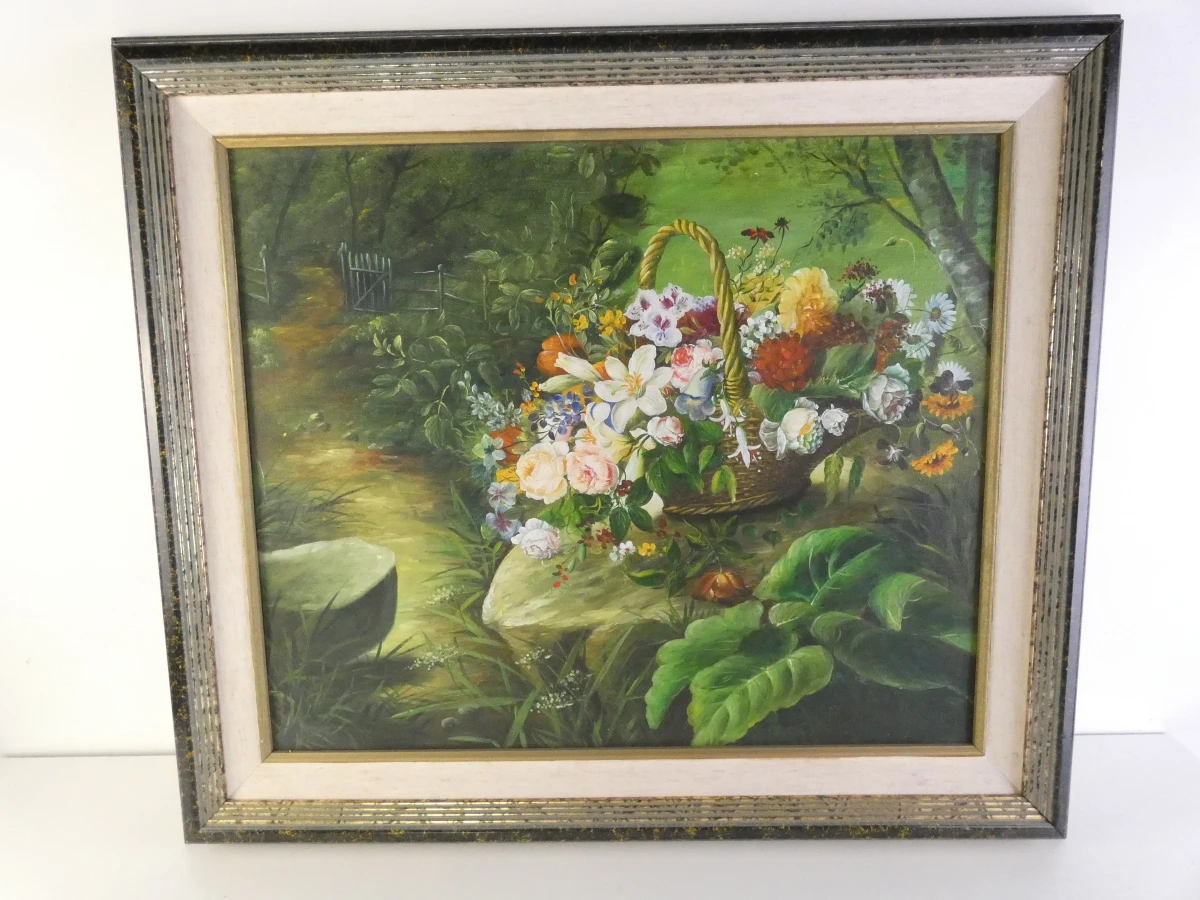 Vintage olieverfschilderij op doek - Signatuur: Giovannini
